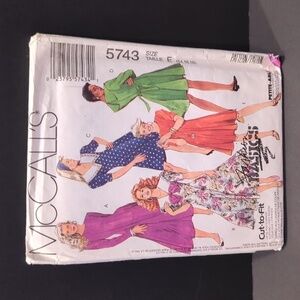 McCalls Fashion Basics Pattern 5743 Dresses in 2 Lengths Size 14-18 Uncut